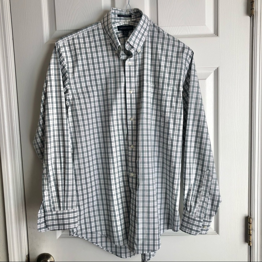 Lands' End Pinpoint Oxford 15 1/2 - 34 - Green